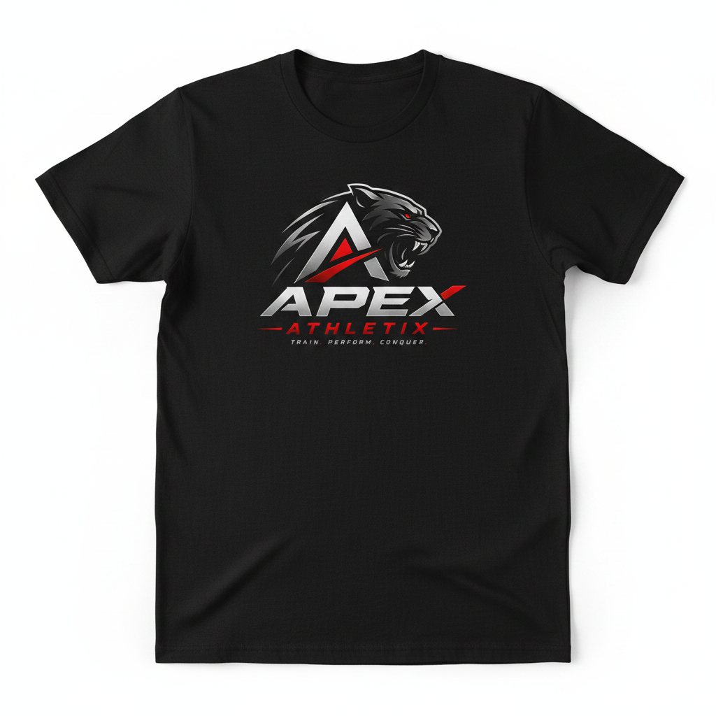 Apex Athletix black t-shirt with logo