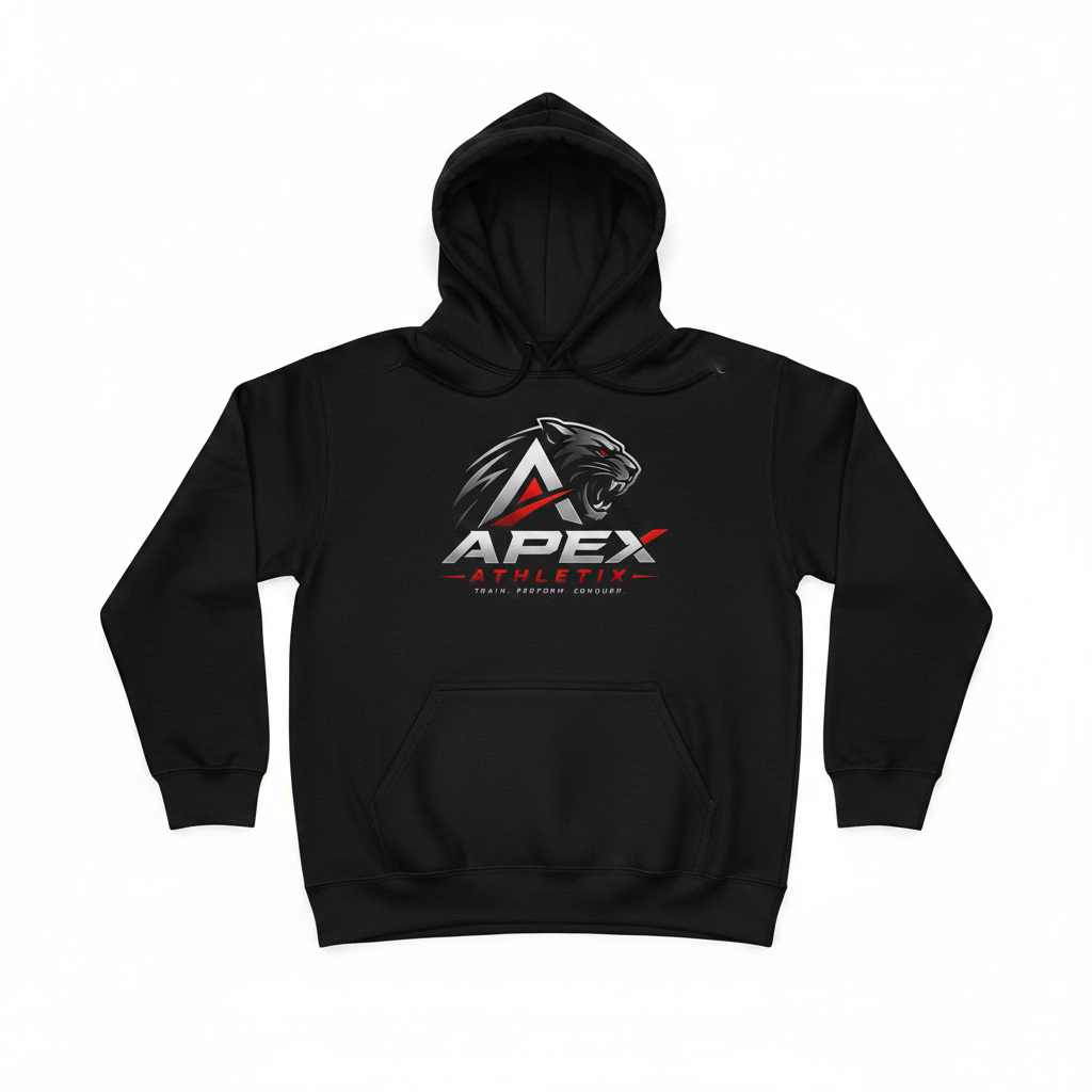 Apex Athletix black hoodie with logo